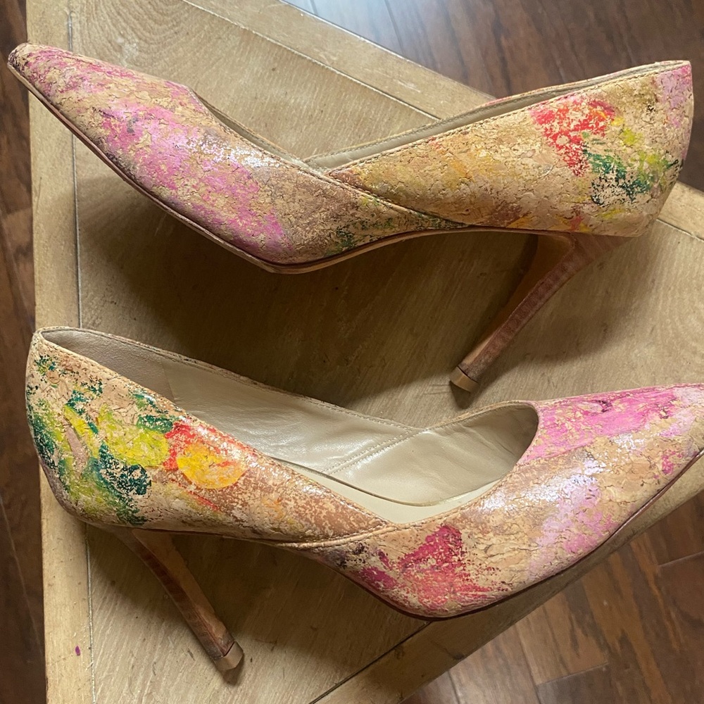 Johnston & Murphy Colorful Cork Heels Size 7